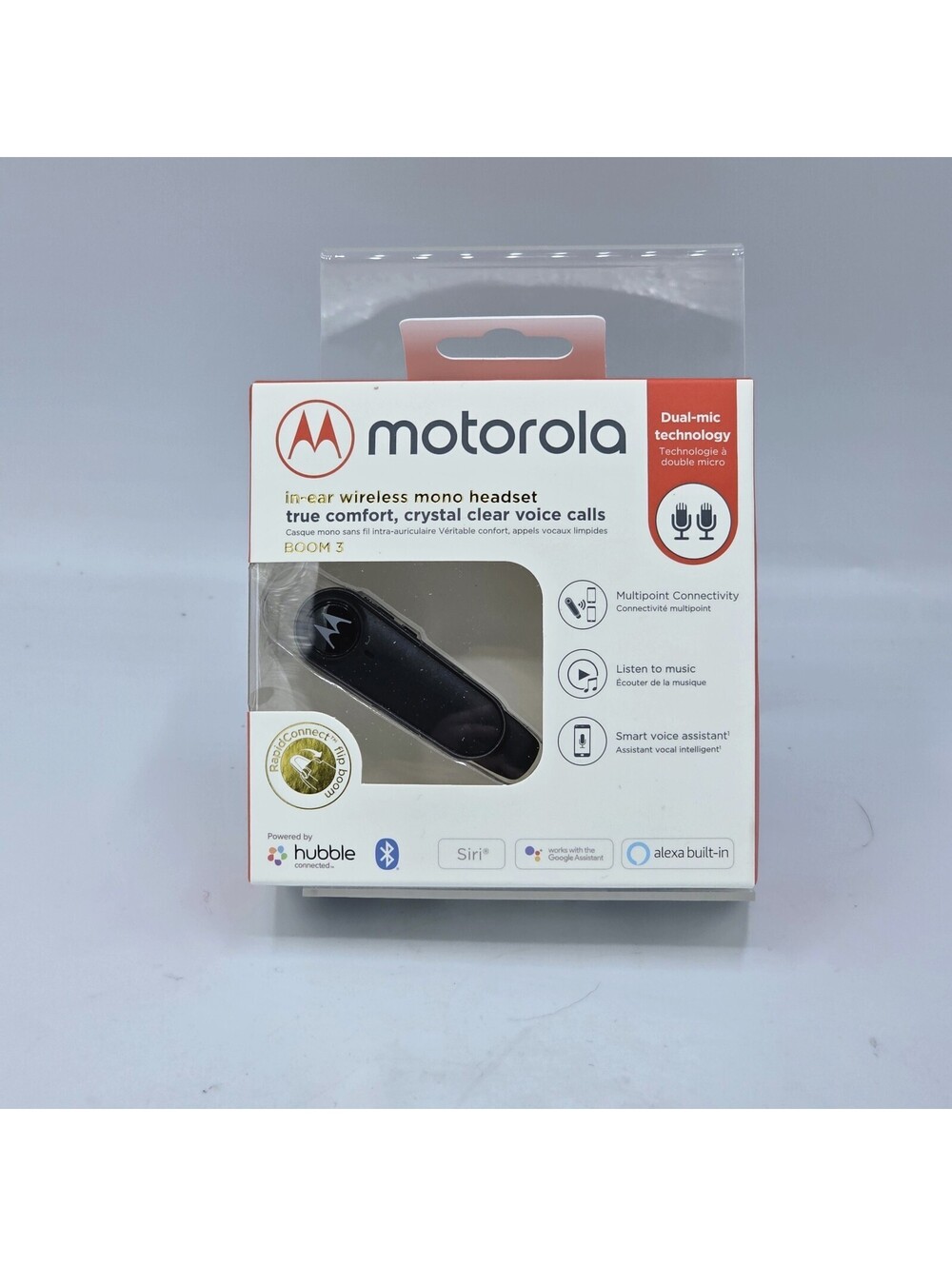 Motorola Boom 3 Bluetooth Wireless Mono Headset Alexa Noise Cancelling Sealed